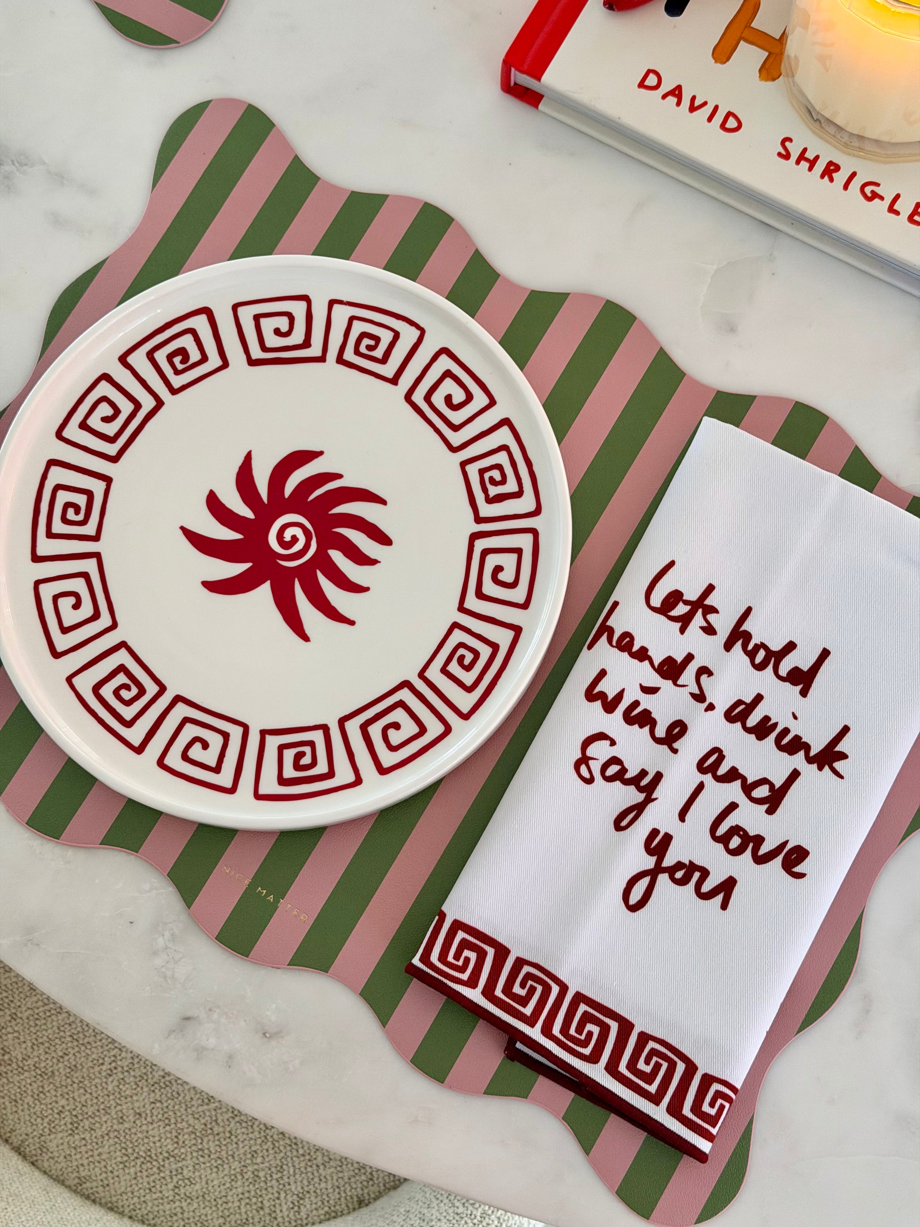 Olive Rosa Striped Scalloped Placemat