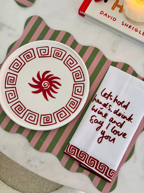 Olive Rosa Striped Scalloped Placemat