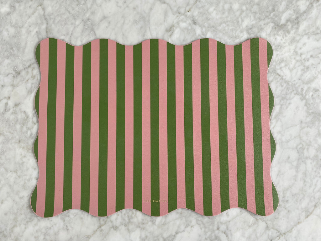 Olive Rosa Striped Scalloped Placemat