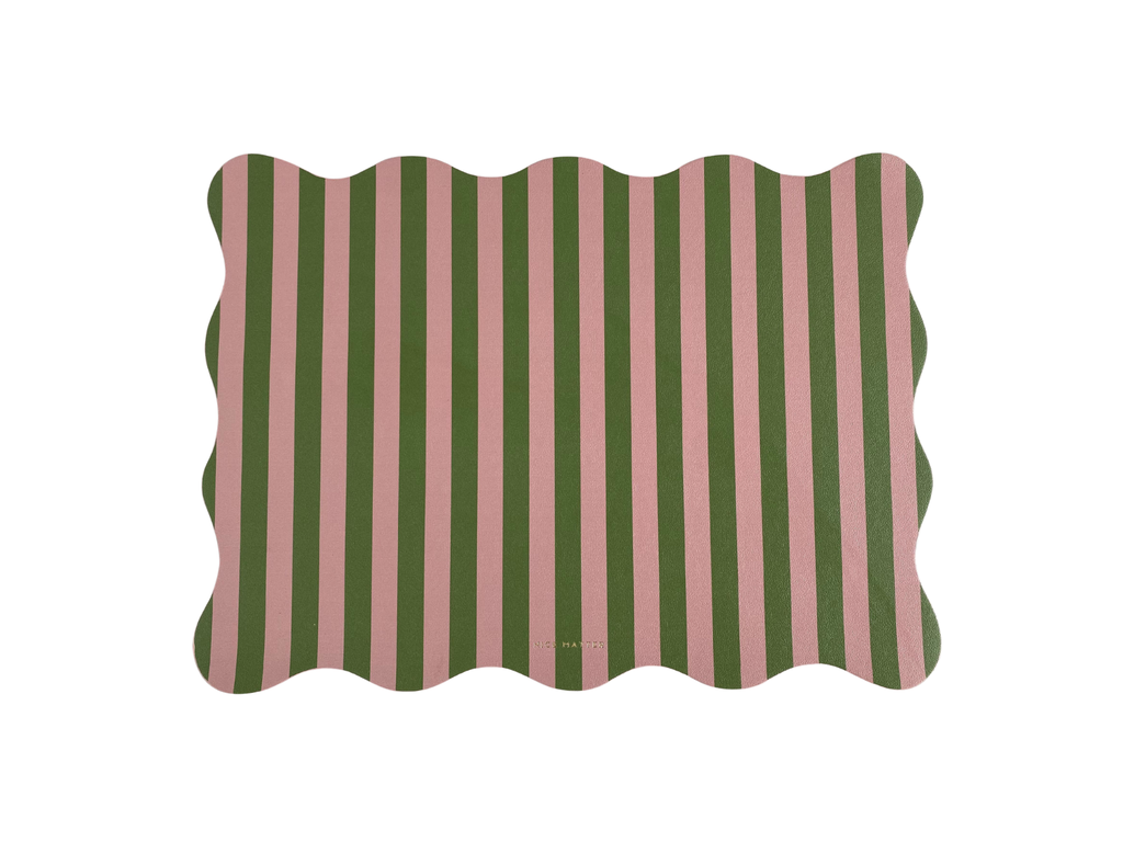 Olive Rosa Striped Scalloped Placemat