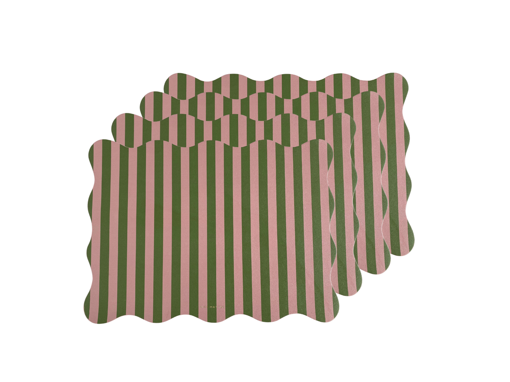 Olive Rosa Striped Scalloped Placemat